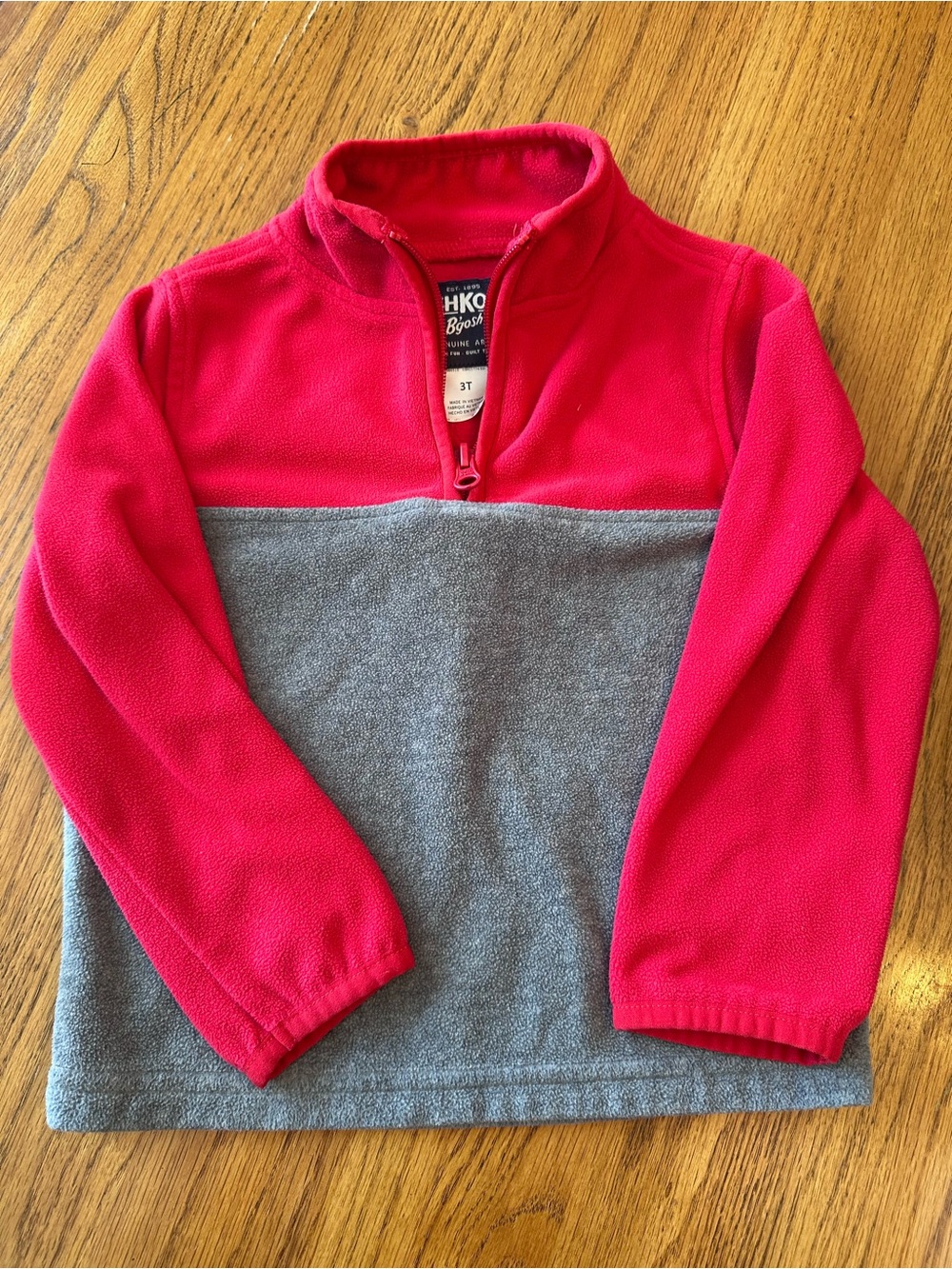 OshKosh B'gosh Bright Red and Gray Half-Zip Fleece Pullover